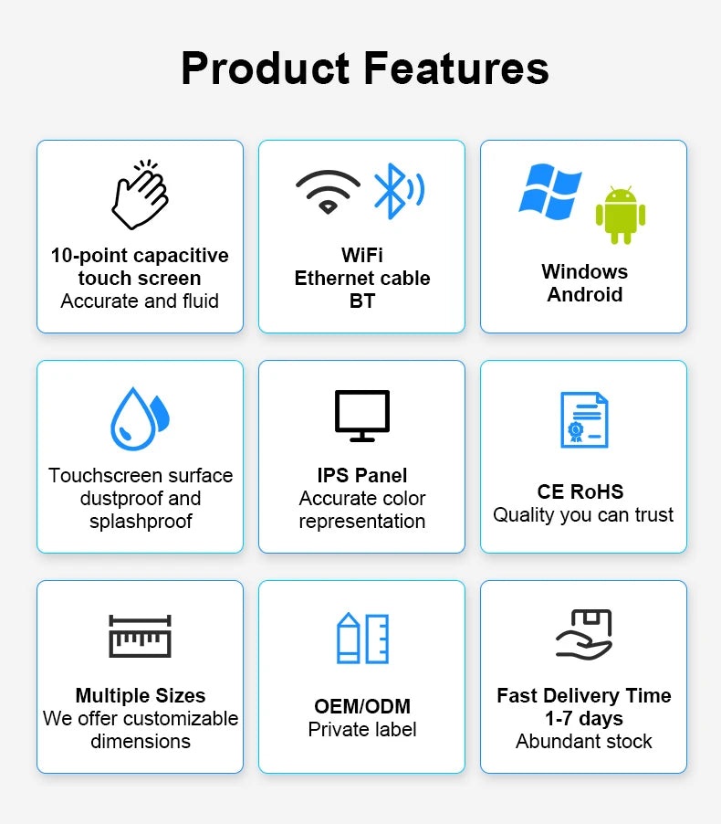 15.6 Inch IPS 1920*1080FHD VESA Android System 2GB 32GB All in One PC Industrial Touch Panel Monitor Display USB3.0 RJ45