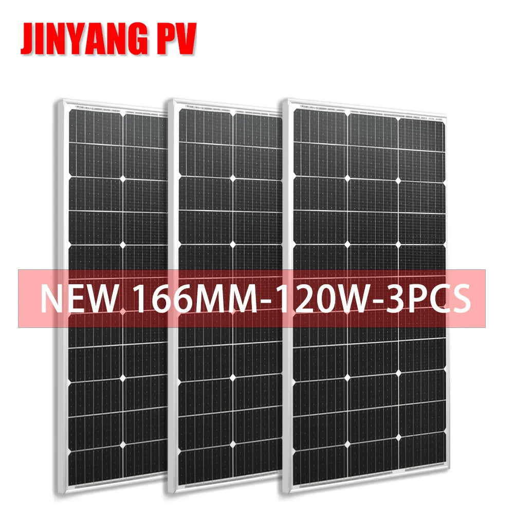 120W 240W 360W 480W Glass Rigid Solar Panel 18V Photovoltaic Panel Monocrystaillne Solar Cell12V/24V Battery Charger Home Roof