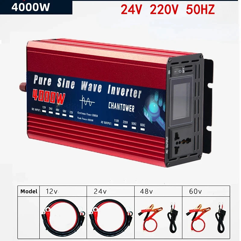 4000W 5000W Inverter 12V 220V 24V 110V Pure Sine Wave Inverter DC To AC Portable Power Voltage Converter Solar Car Inverter