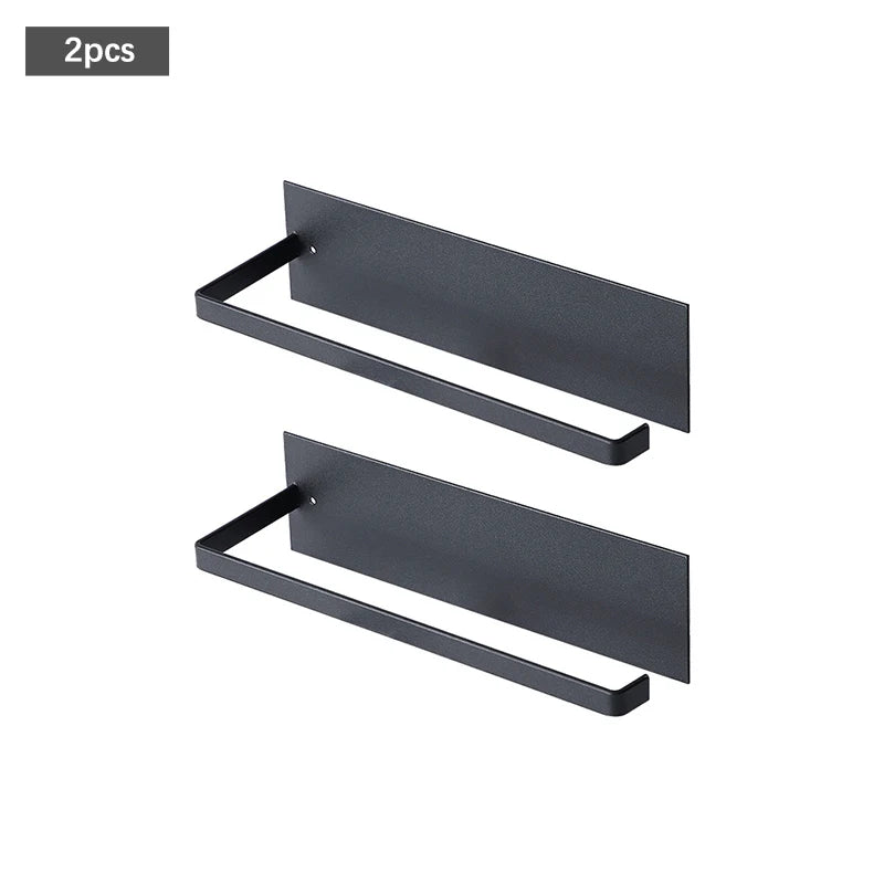 1/2pcs Punch-free Paper Towel Holder Stainless Steel Kitchen Under Cabinet Roll White Black Bathroom Wall-mounted Tissue Hanger