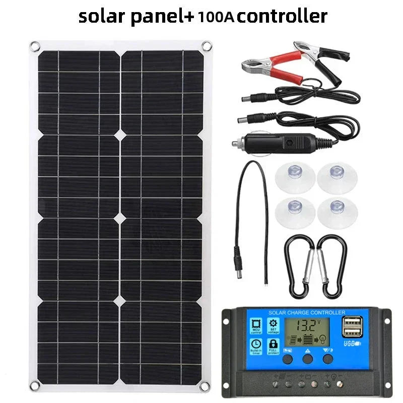 800W Solar Panel Power Bank Solar Battery Kit Complet Camping 12V18V Controller Camper Accessories Solar Charge Mobile Phone