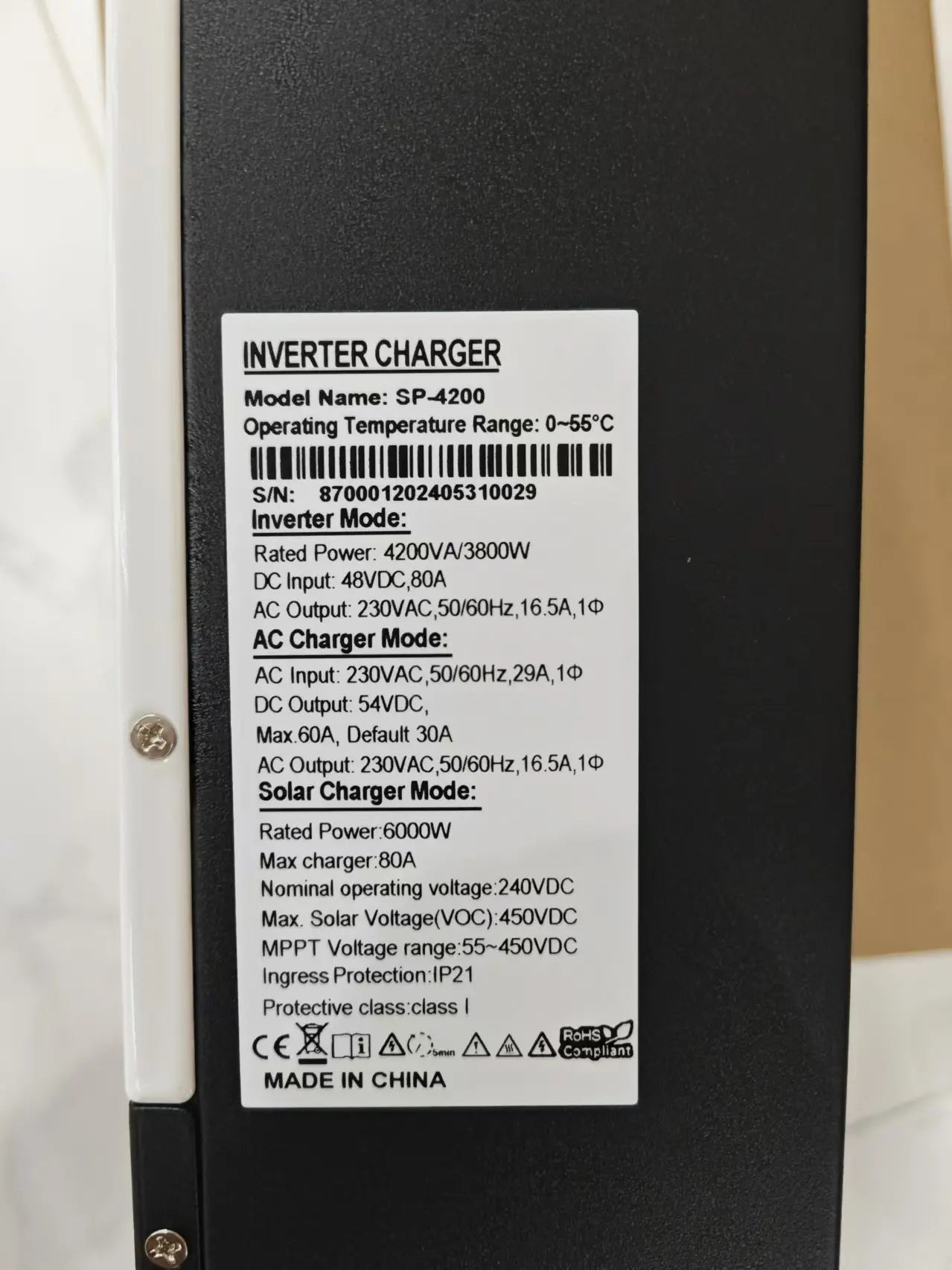 DAXTROMN 3.8KW 3800W Hybrid Solar Inverter 24V 48V 220VAC Pure Sine Wave Inverter MPPT Off Grid Solar Inverter Charger