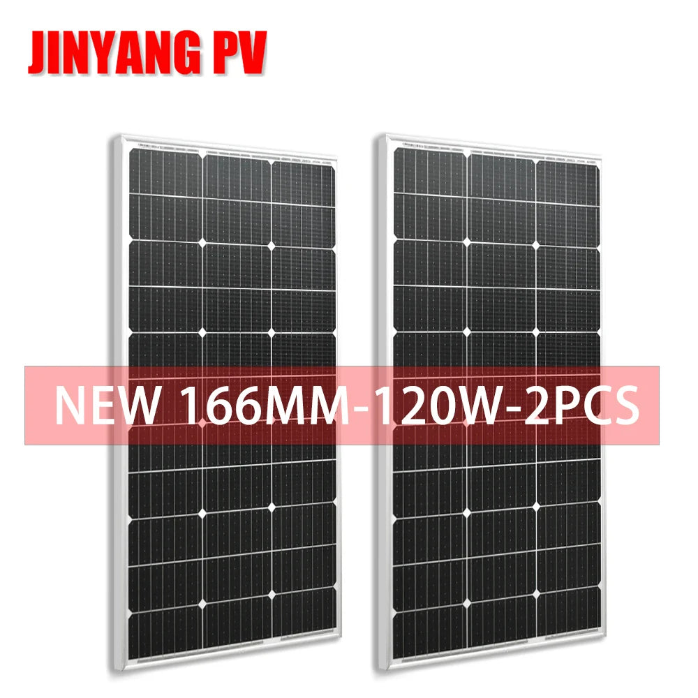 120W 240W 360W 480W Glass Rigid Solar Panel 18V Photovoltaic Panel Monocrystaillne Solar Cell12V/24V Battery Charger Home Roof