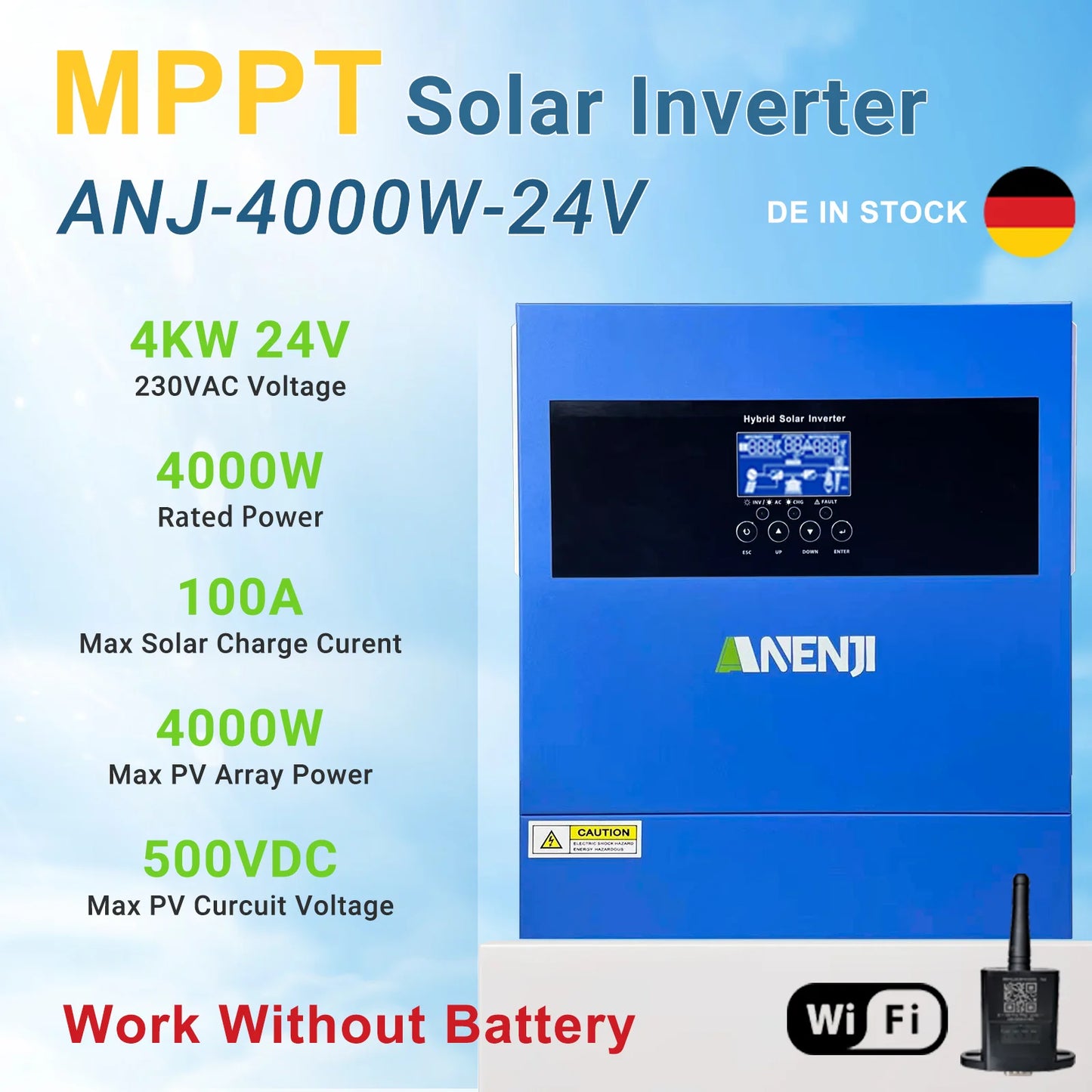 Hybrid Solar Inverter 11KW 6.2KW 4.2KW 2KW MPPT Pure Sine Inverter 48V 24V 12V Built-in 160A 120A 100A Solar Charger PV 500VDC