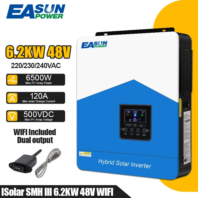 Hybrid Solar Inverter 6.2KW 4.2KW 3.2KW 2.2KW Solar Inverter Controller 12V 24V 48V 120A MPPT Hybrid Inverter with WIFI Off Grid