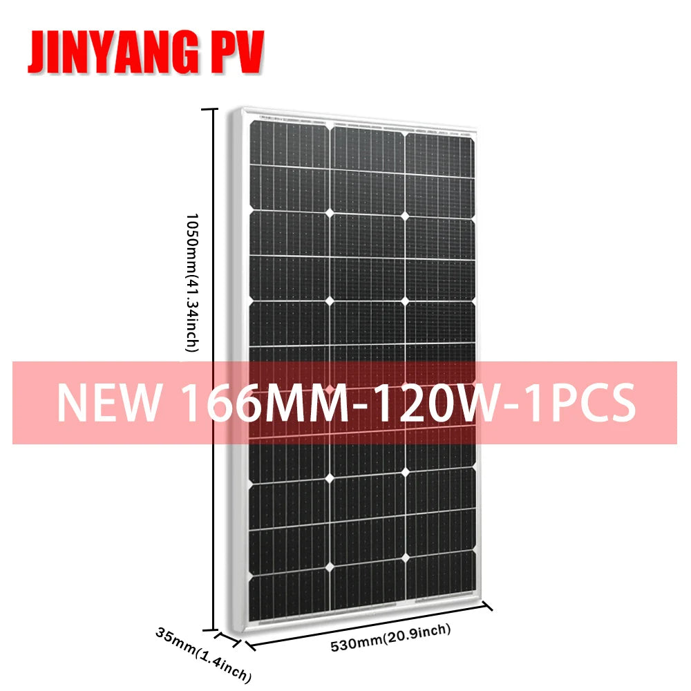 120W 240W 360W 480W Glass Rigid Solar Panel 18V Photovoltaic Panel Monocrystaillne Solar Cell12V/24V Battery Charger Home Roof