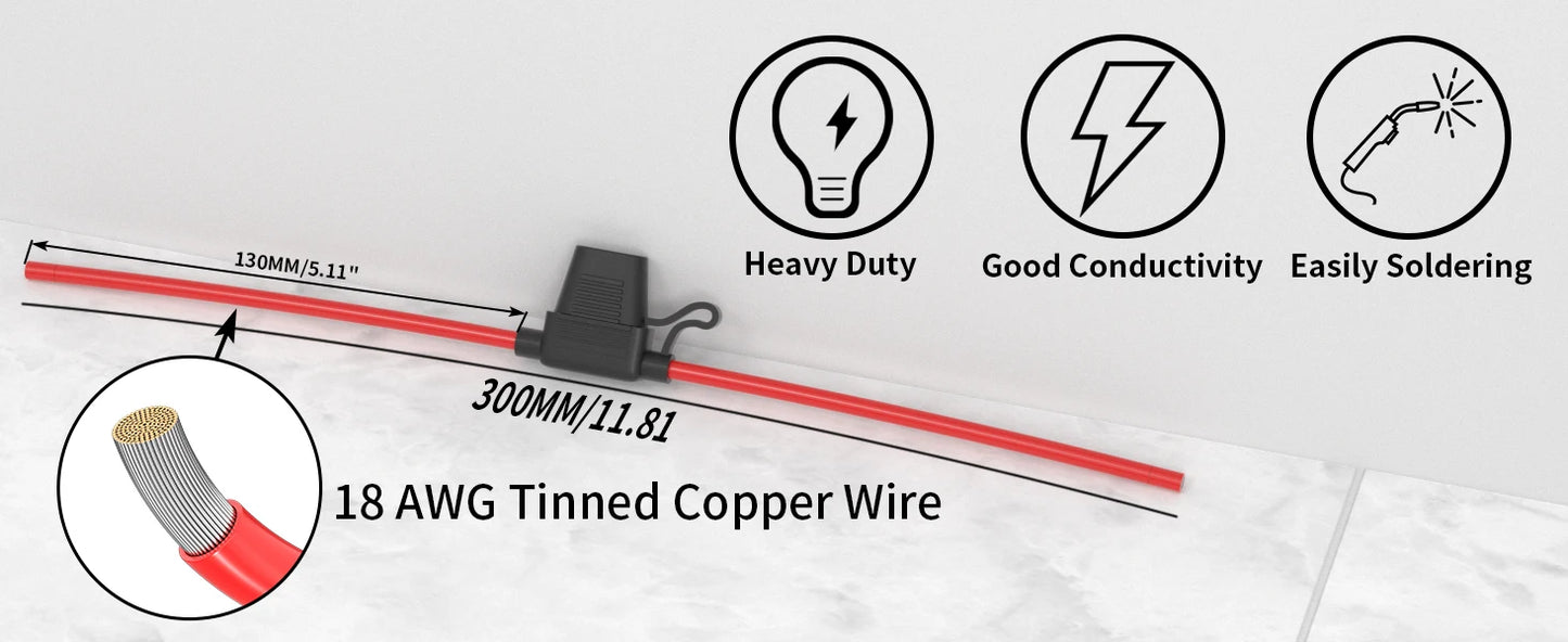 DaierTek 5PCS 18 Gauge Fuse Holder 12V for ATC/ATO Blade Fuse Inline Fuse Holder 12V with 18 AWG Wires with 10A 15A Fuse Car