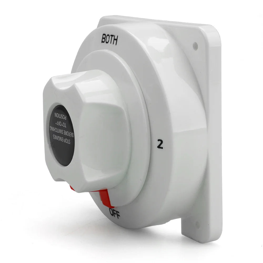 1 Off 2 Both White Distribution Marine Boat Battery Switch Marine Dual Battery Selector Switch For Camper Boat RV Motor Turck