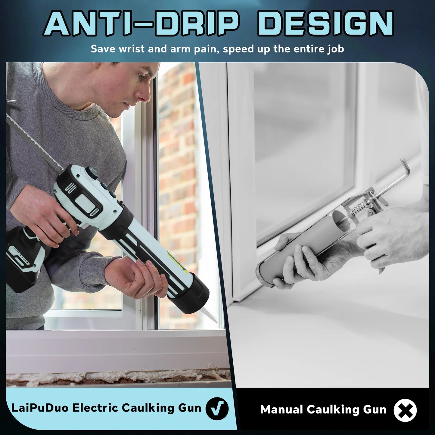 Brushless Electric Caulking Gun Stepless Speed Control Cordless Silicone Gun with LED Light for Makita 18V Battery (No Battery)