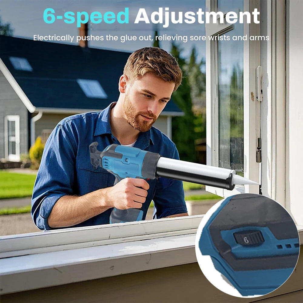 For Dewalt 20V 18V Battery Cordless Caulking Gun 6 Adjustable Speeds Glass Electric Silicone Gun Toolswith LED Light NO Battery