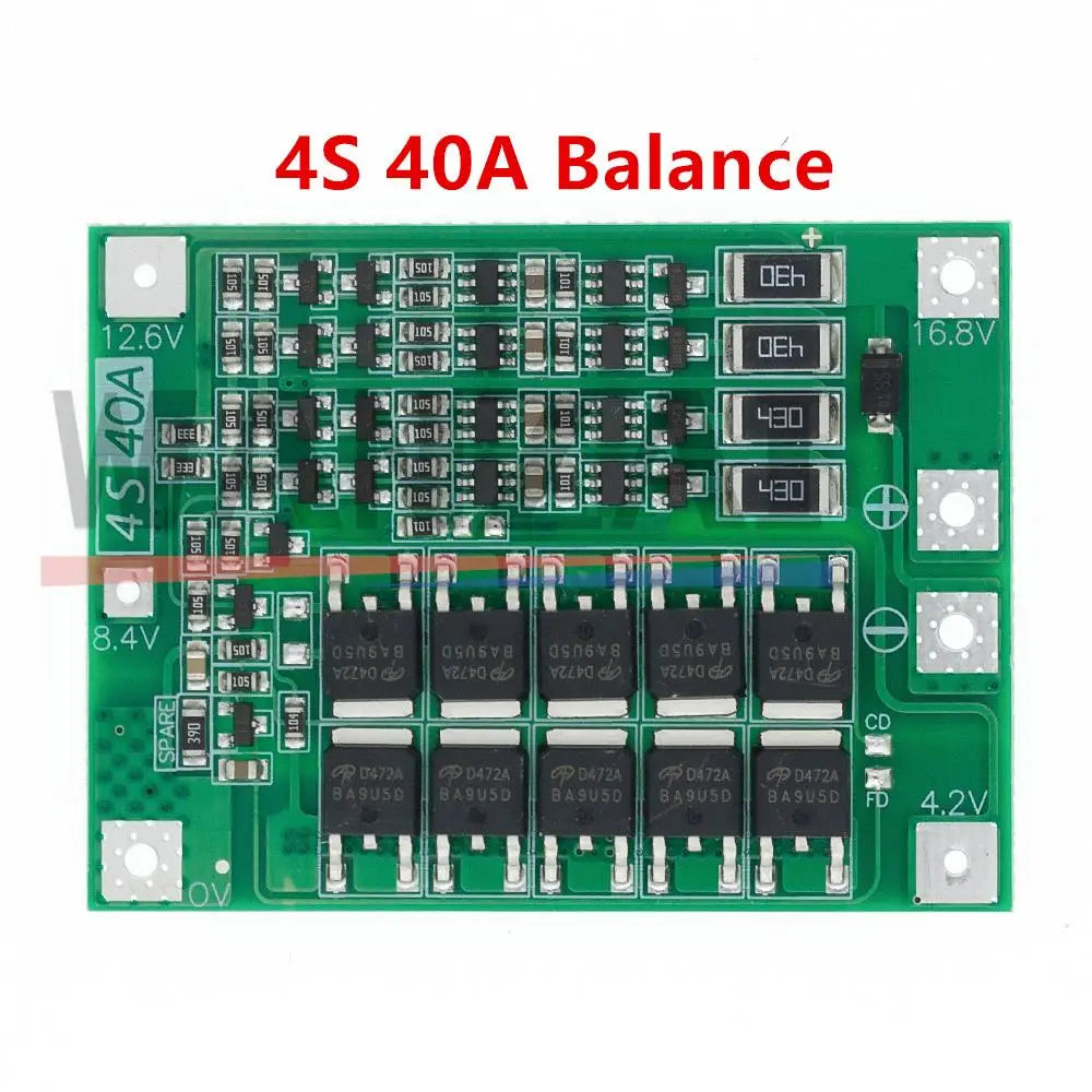 3S 4S 40A 60A Li-ion Lithium Battery Charger Protection Board 18650 BMS For Drill Motor 11.1V 12.6V/14.8V 16.8V Enhance Balance