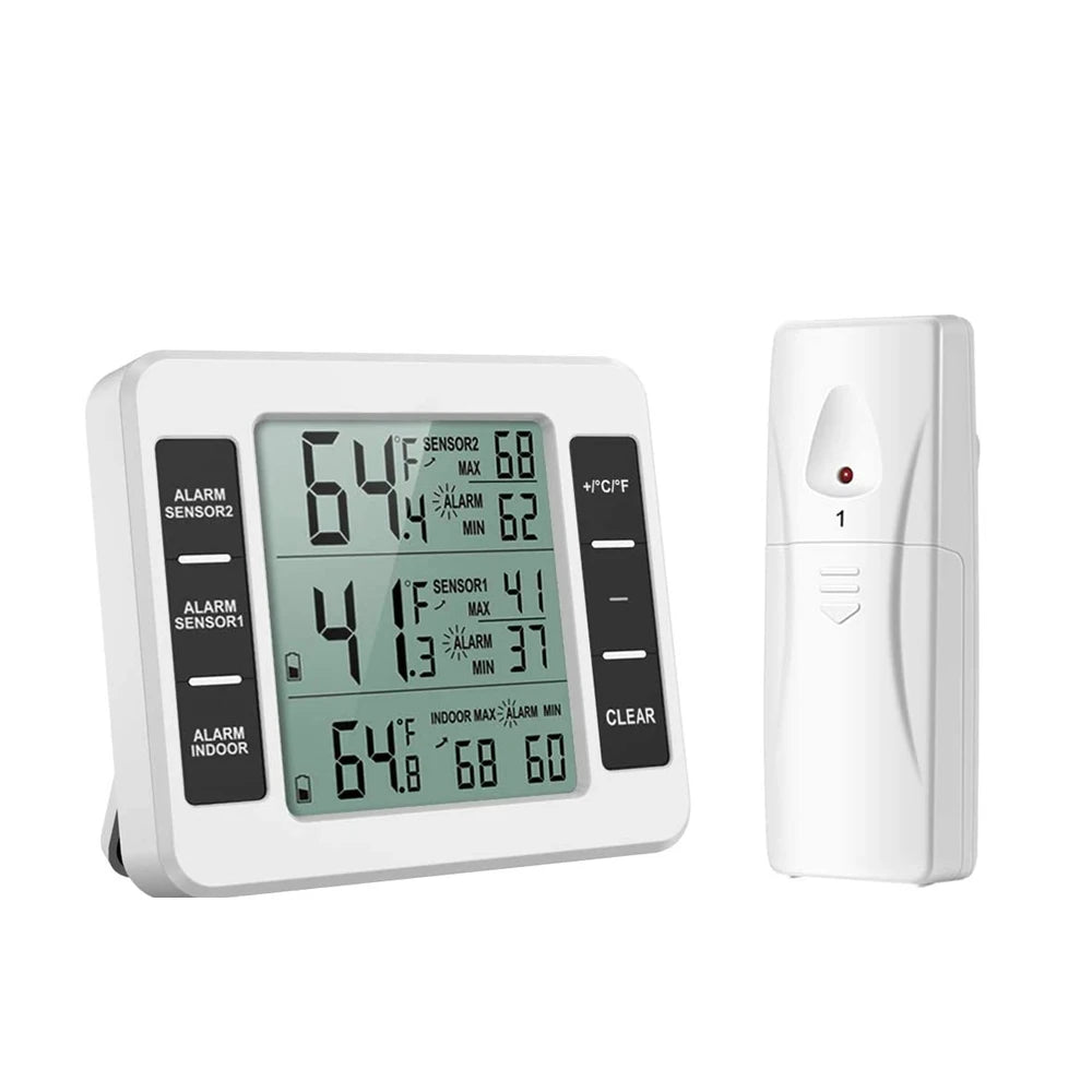 LCD Digital Thermometer Temperature Meter Indoor Outdoor Weather Station+ Wireless Transmitter with C/F Max Min Value Display