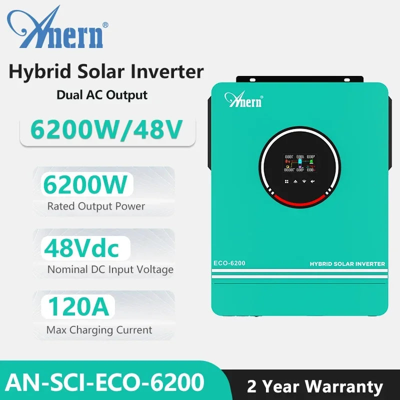 Solar Off Grid Inverter Hybrid 3600W 4200W 6200W Hybrid Solar Inverter Controller 24V 48V 220V 120A MPPT Hybrid Inverter