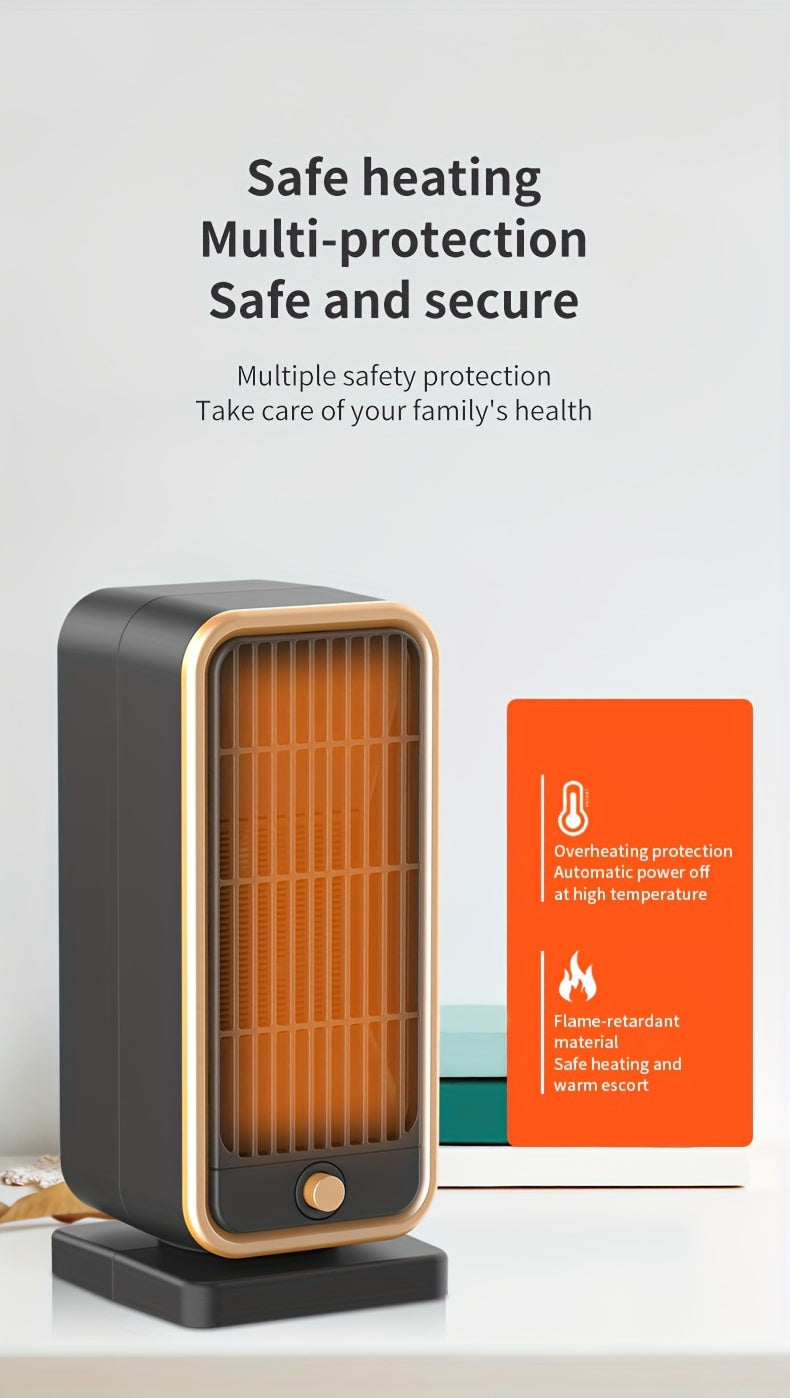 500W Portable Ceramic Electric Space Heater, Quiet, Square Shape, Tip-over Protection - 110-130V US Plug, No Energy Efficiency Rating, for Bedroom, Living Room, Office