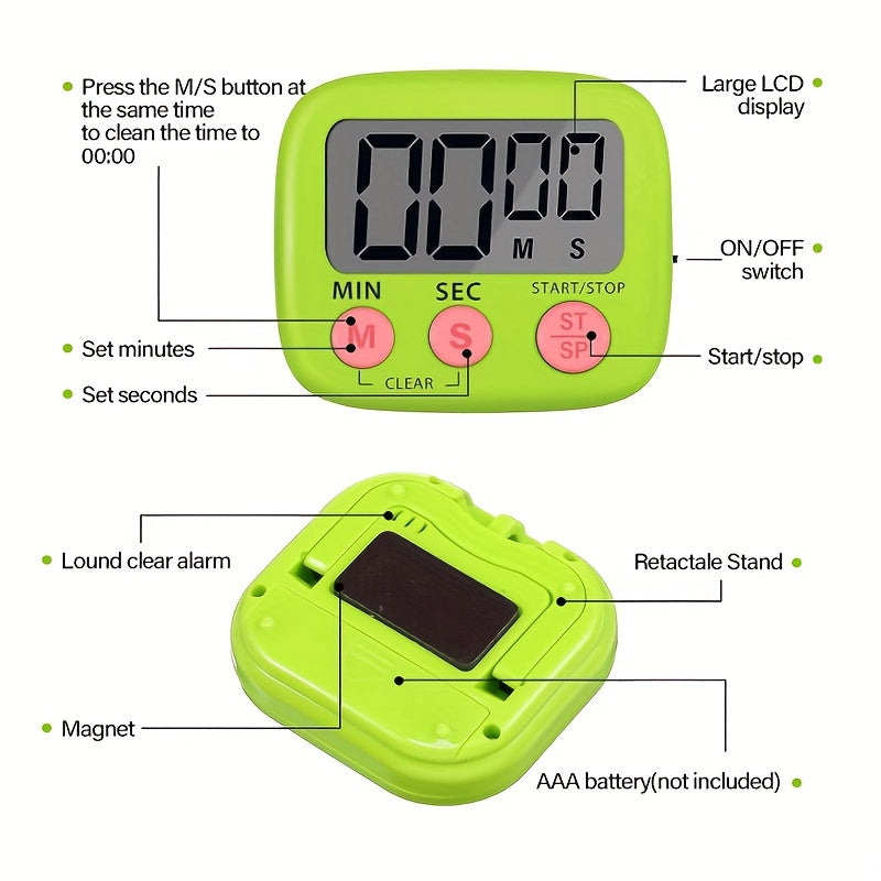 1pc, Dual-Purpose Kitchen Baking Timer with Self-Discipline Reminder and Electronic Alarm - Perfect for BBQ, School, and Back to School Kitchen Accessories
