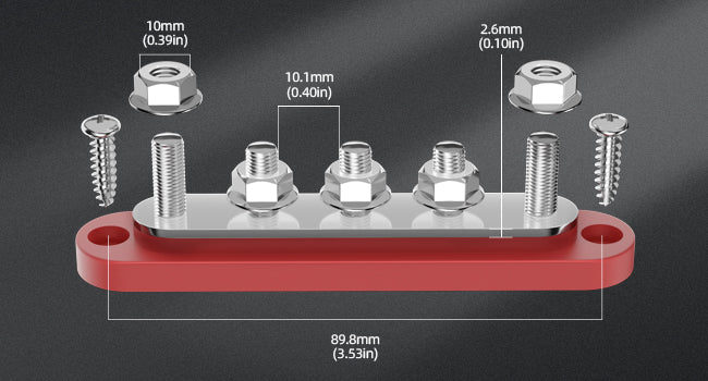 DaierTek Bus Bar 12V Power Distribution Block with Cover 5 x 1/4" Studs Terminal Block Max 150A 48VDC Positive Negative for Auto