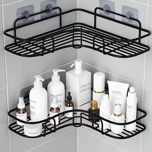 1pc Bathroom Shelf For Corner, Outdoor Organizer Cabinet Rack, Bathroom Kitchen No Punching Triangle Storage Rack Bathroom Accessories shelves
