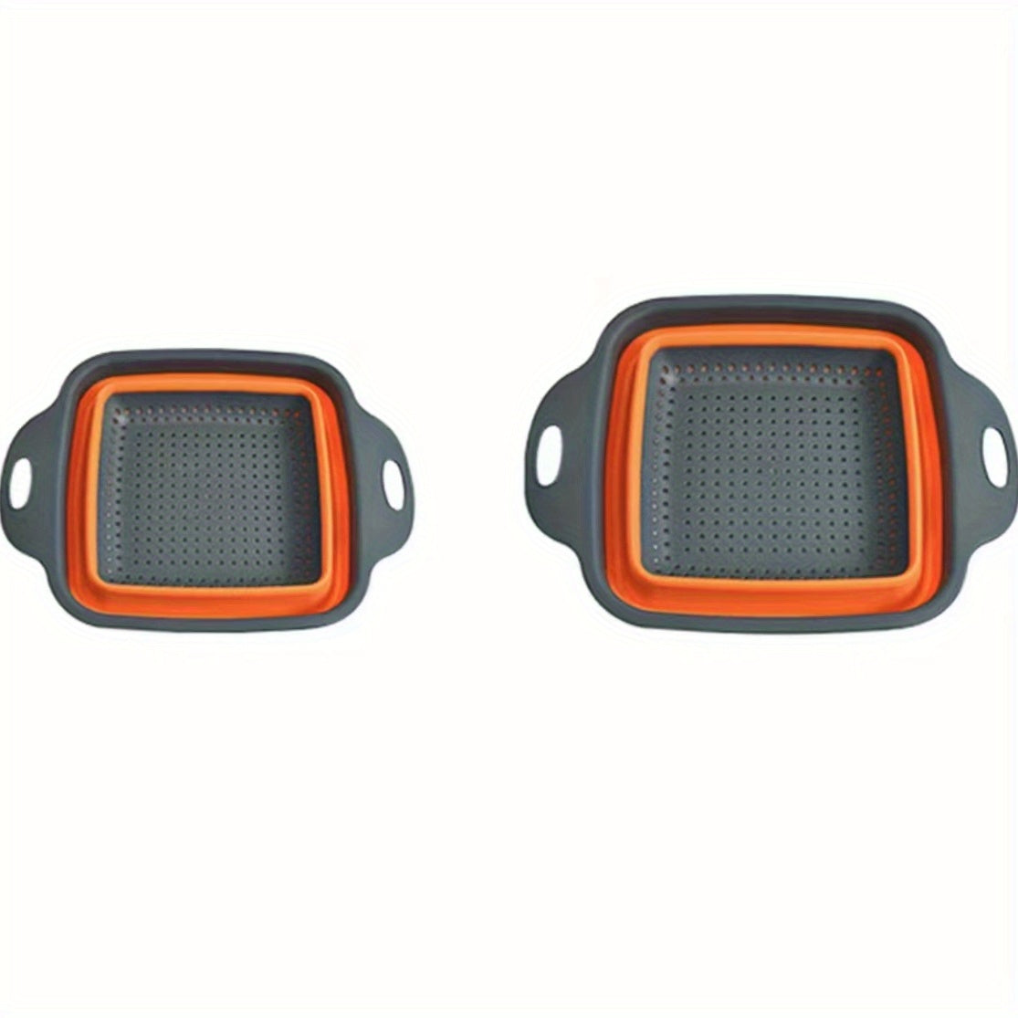 2pcs Folding Drain Basket, Portable Fruit Vegetable Cleaning Washing Basket, Square Expandable Filter Basket, Home Tool, Home Gadgets, Home Accessories (1 Large, 1 Small), Kitchen Washing Basket