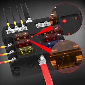 DaierTek 6 12 Way Fuse Block 12 Volt Blade Fuse Block with LED Indicator Circuit Fuse Box 12V ATO/ATC Marine Fuse Panel For Car