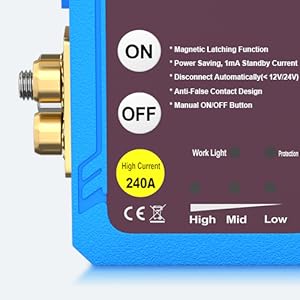 Remote Battery Disconnect Switch 12V 240A Kill Switch Automatic Power Shut Off Switch for Car Auto ATV Truck (Side Installation)