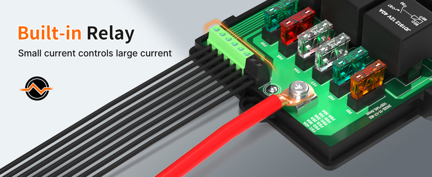 Relay Box Fuse Relay Box 12V Automotive Universal Fuse Panel with 6 Way Relays and 14 x ATC/ATO Blade Fuses 12 Volt Fuse Box