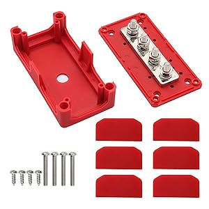 300A Bus Bar Heavy Duty Power Distribution Block Busbar Box Module Design with 4X M8 (5/16") Terminal Studs For Car RV Boat