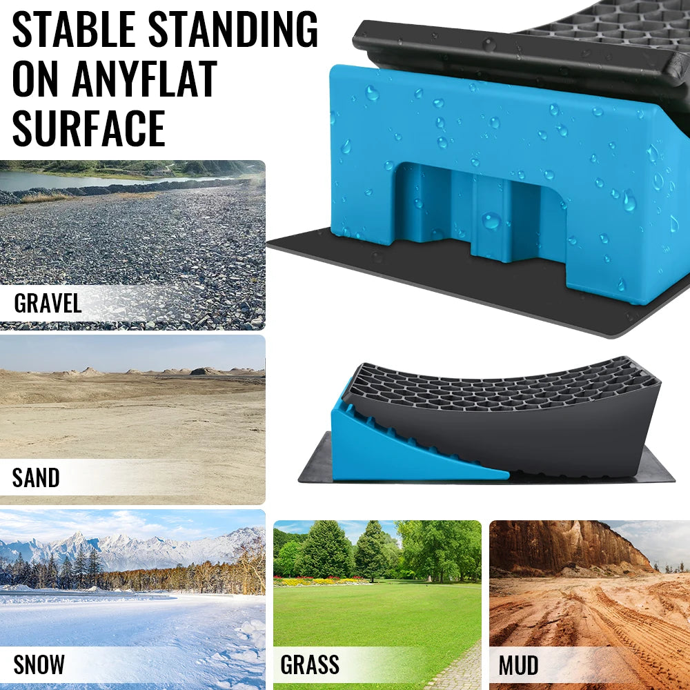 2PCS RV Leveling Ramps with Mats and Storage Bag, Non-Slip Heavy Duty Plastic Ramp Wedges for Camper Trailer Motorhome Support