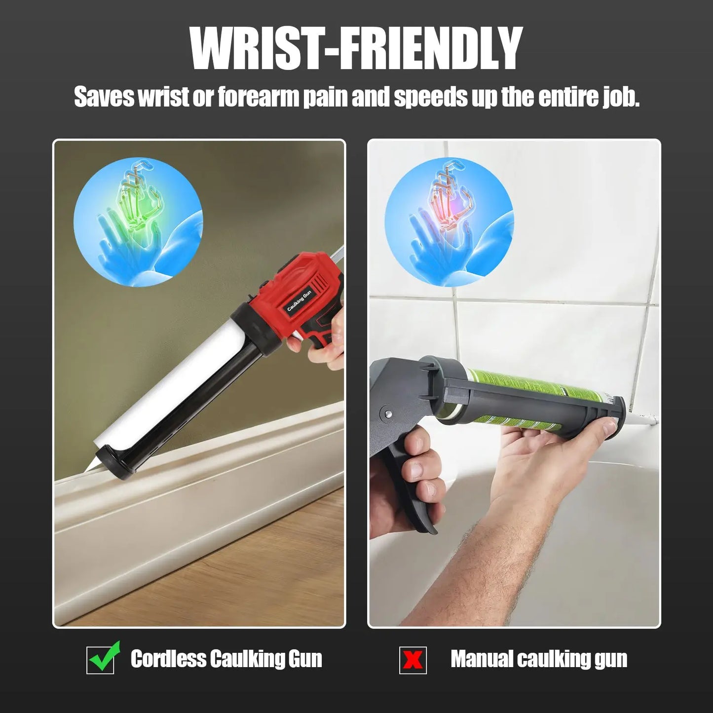 Cordless Electric Silicone Caulking Gun, LED Light, 4 Velocidade Ajustável, Makita 18V Bateria, 10 oz, 300ml, Sem Bateria