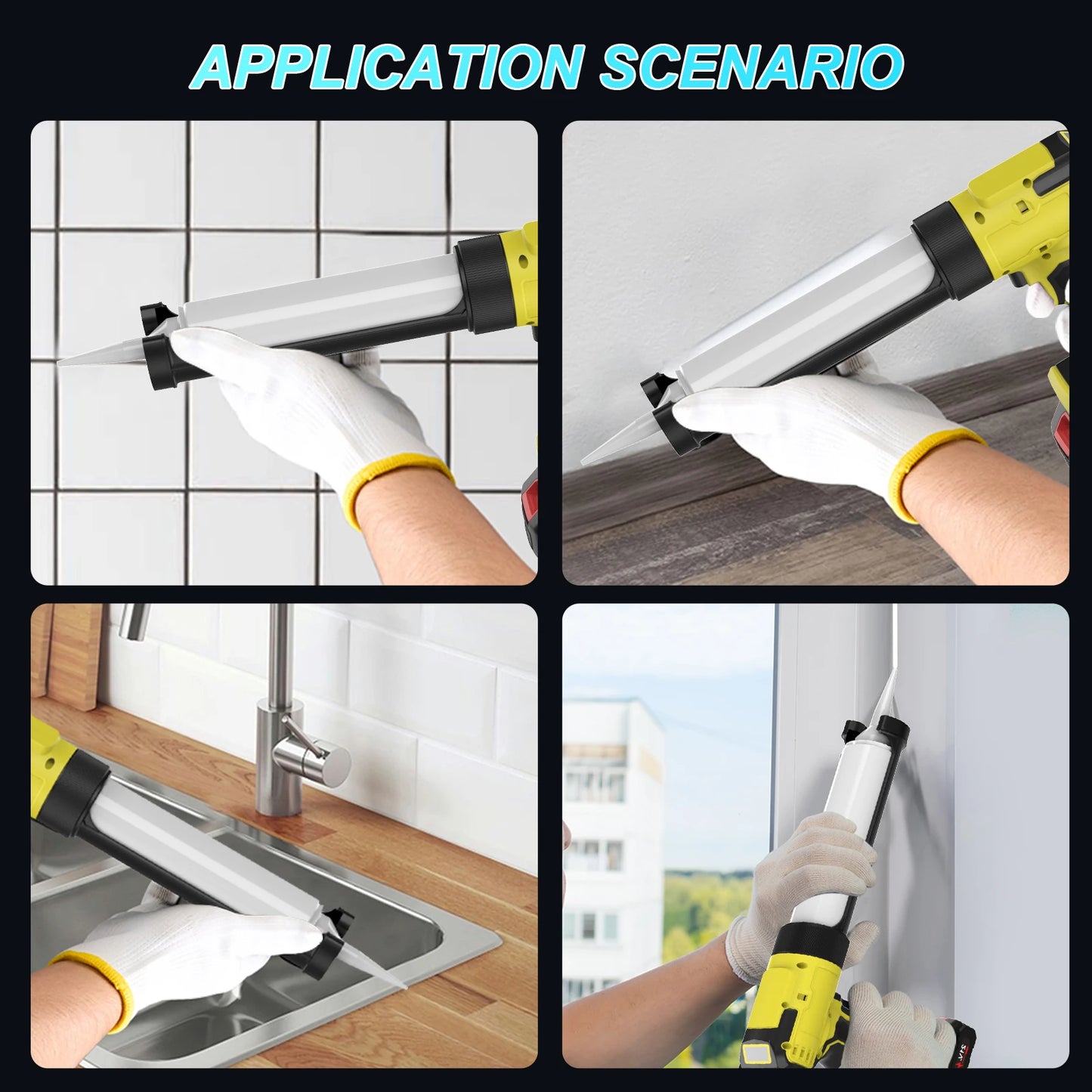 6 Speeds Cordless Caulking Gun Electric Silicone Gun With LED Light Adhesive Gun Doors and Windows For Makita 18V Battery