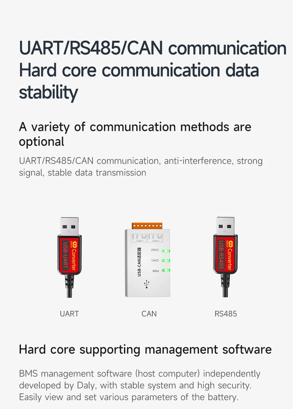 Daly Smart BMS Accessory WIFI Bluetooth USB To UART RS485 Cables Module NTC Battery SOC Capacity Indicator LCD Screen Board