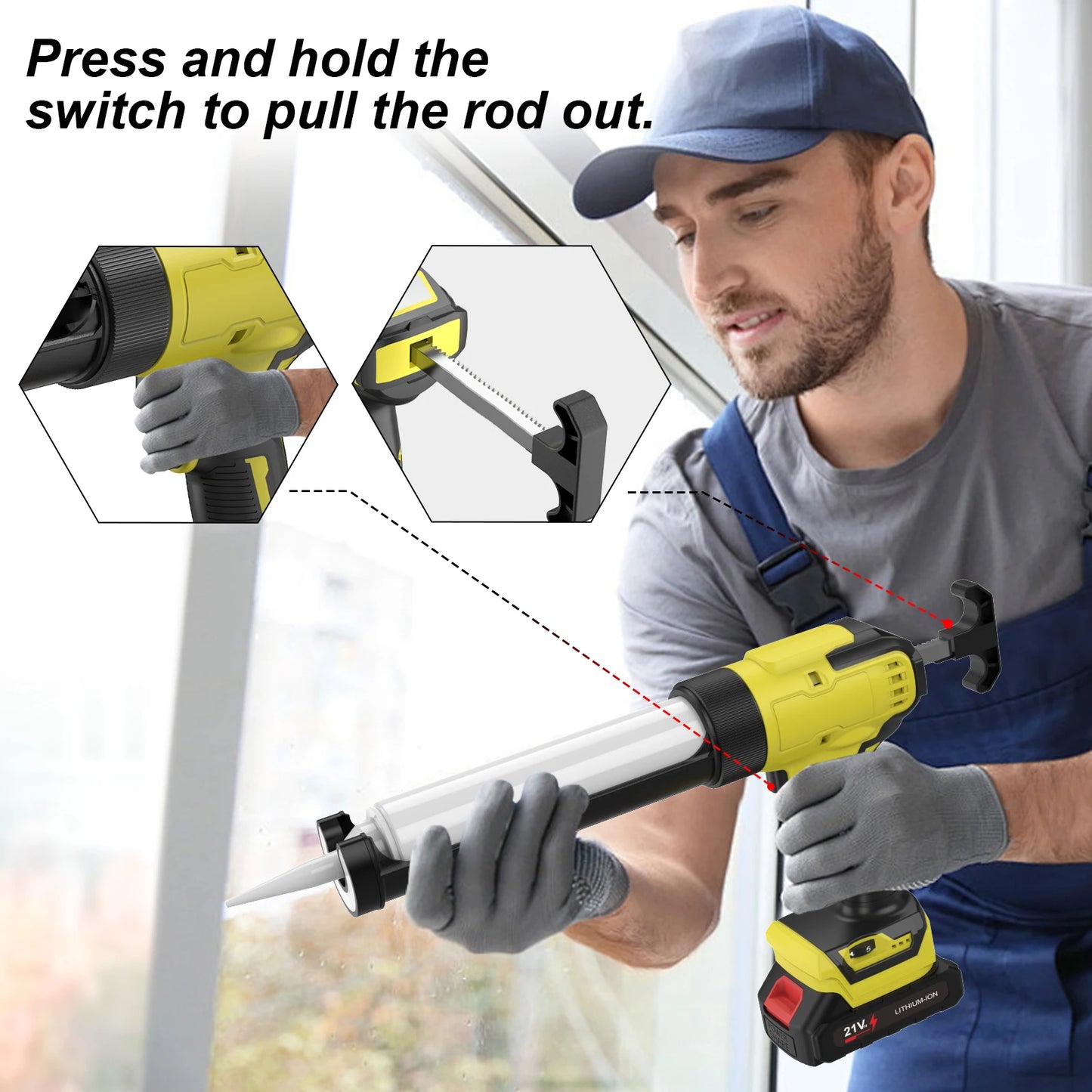 6 Speeds Cordless Caulking Gun Electric Silicone Gun With LED Light Adhesive Gun Doors and Windows For Makita 18V Battery