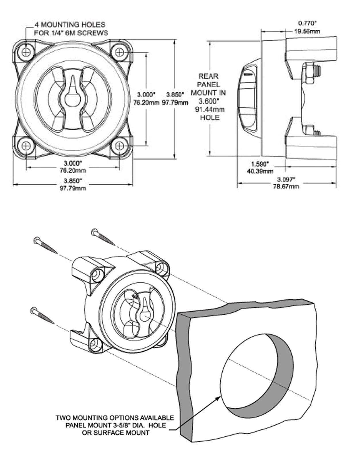 Blue Sea Systems - 32V 350 Amp E-Series Waterproof Ignition Protected Marine Boat Dual Battery Isolator Switches