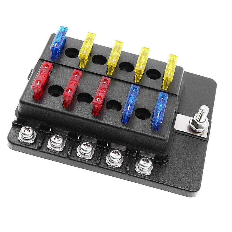 ACCESTING 6/12 Way Blade Fuse 12-24V Car Boat Fuse Box Holder With Plastic Cover For Power Panel Board Camper RV Accessorie