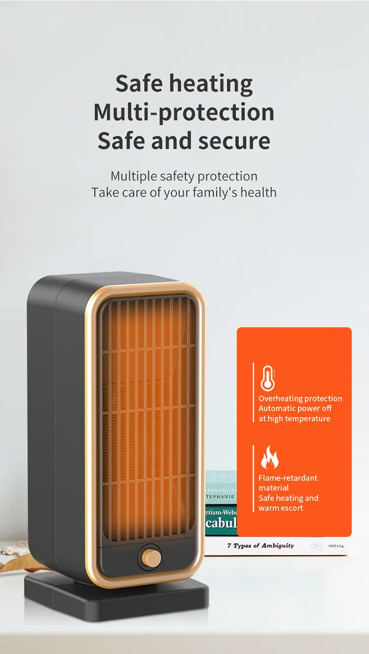 PTC Mini Room Heater with Overheat Protection Easy Desktop Installation Made of Durable Plastic