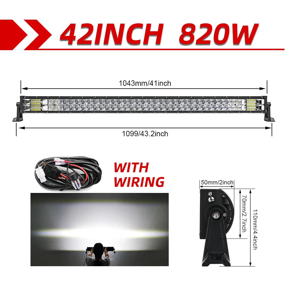 CO LIGHT 22 32 42 52 Inch Curved Led Light Bar COMBO 420W 620W 820W 1020W Dual Row Driving Offroad Car Truck 4x4 SUV ATV 12V 24V