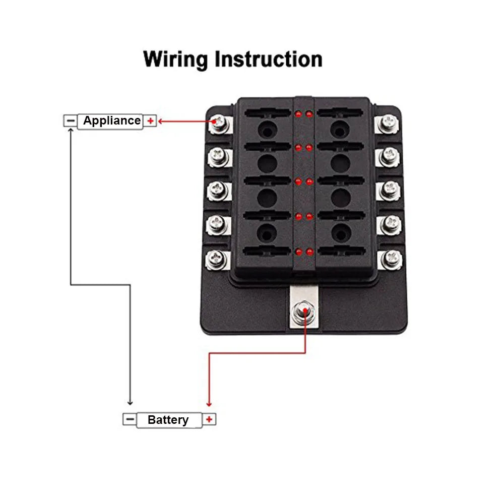 ACCESTING 6/12 Way Blade Fuse 12-24V Car Boat Fuse Box Holder With Plastic Cover For Power Panel Board Camper RV Accessorie