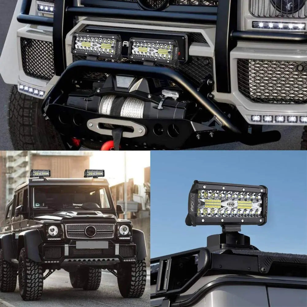 NAOEVO 7 Inch LED Bar Light Off Road 240W 12V 24V Combo Beam led Work Lamp Bracket for Niva lada 4x4 Truck ATV Accessories