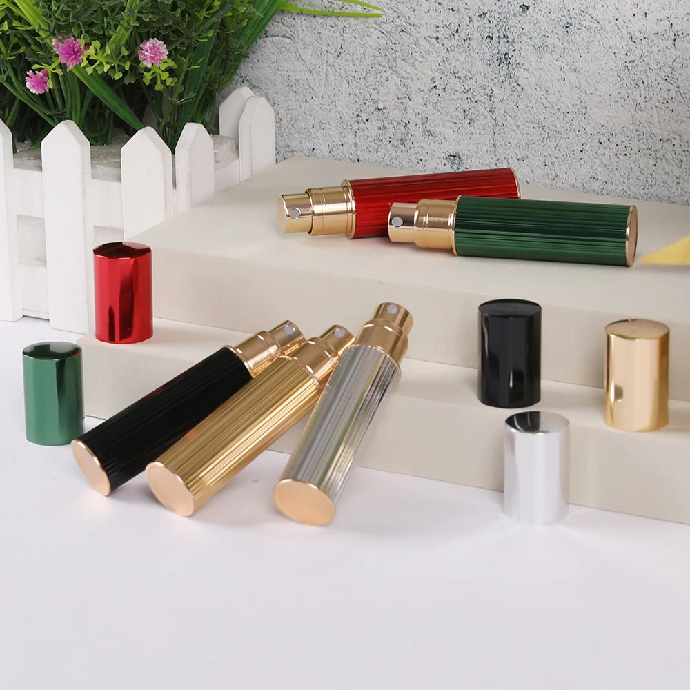 Green Silver Mini Travel Portable Perfume Atomizer 5ml 8ml 10ml Refillable Matte Finish Spray Bottle with Pump Sayer