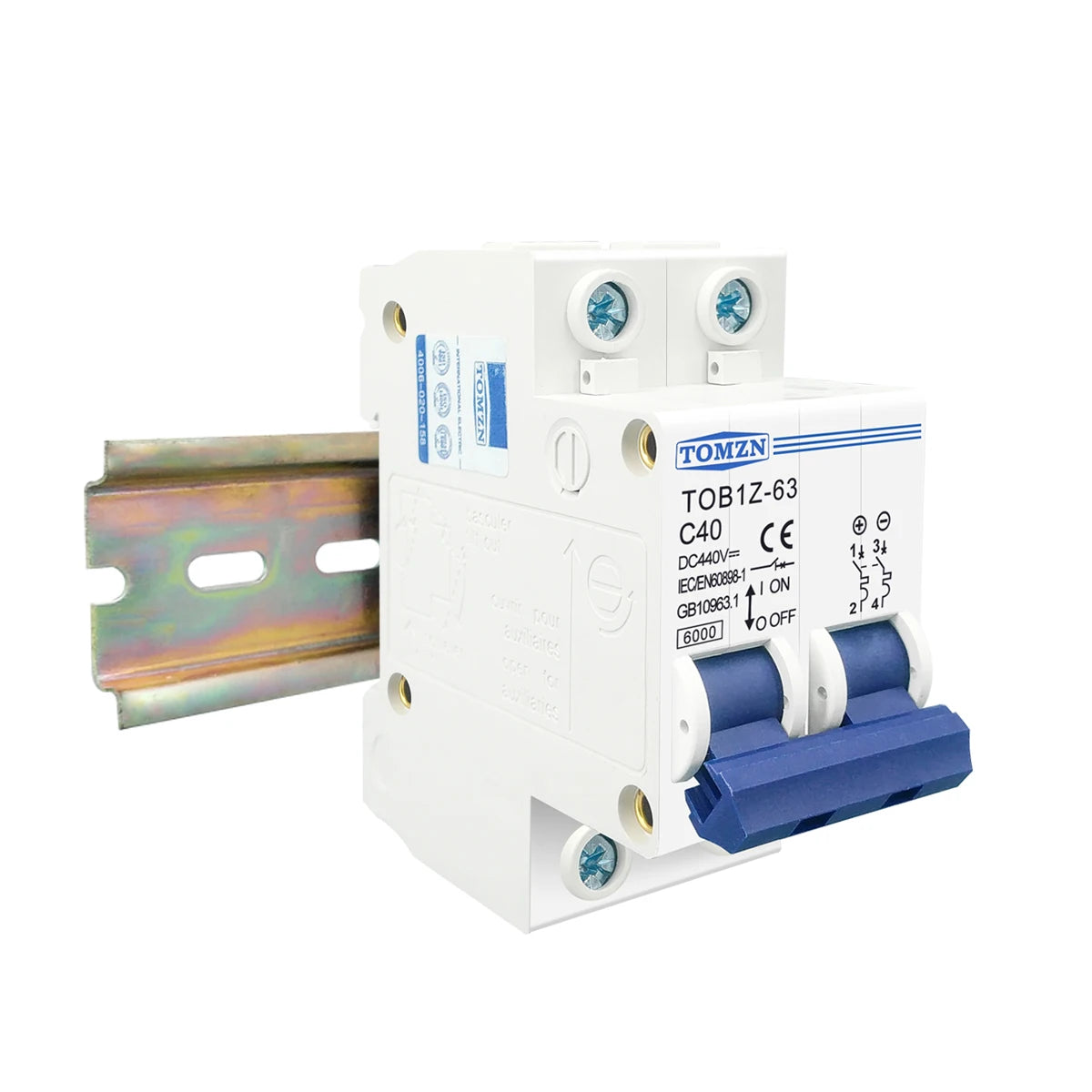 TOMZN 2P DC MCB 6KA 440V Mini Circuit Breaker 3A 6A 10A 16A 20A 25A 32A 40A 50A 63A