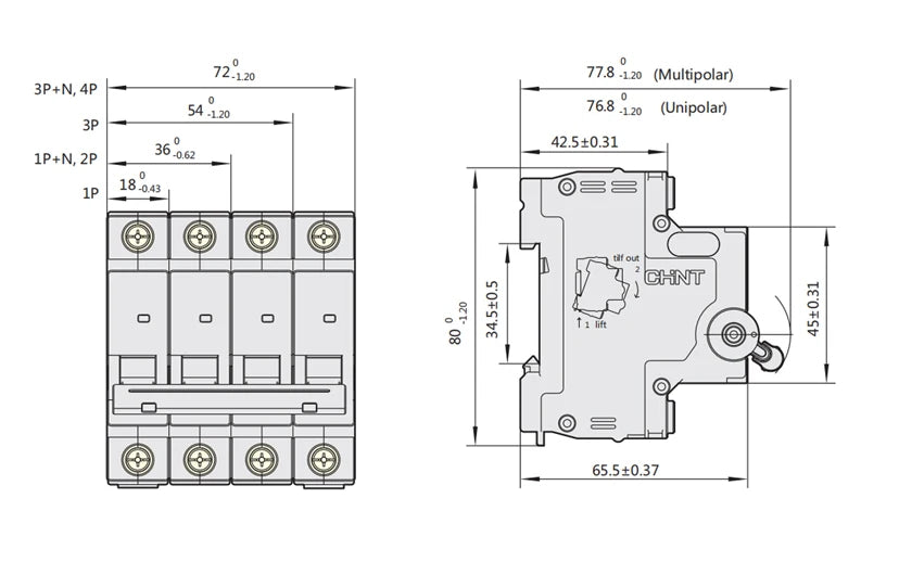 CHINT NXB-63 DZ30 DZ40 EPN DPN TPN 1P 2P 3P 4P AC 230/400V Circuit Breaker DIN Rail Mounting Miniature Household Air Switch