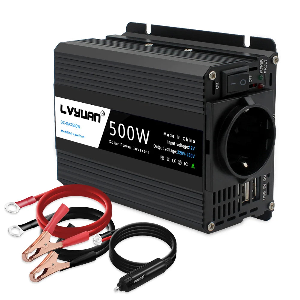 Car Inverter 12V 220V Power 500W/1500W/2000W/2600W/3000W Converter EU Socket 12 Volts auto Inversor12v 220 v Transformer Solar