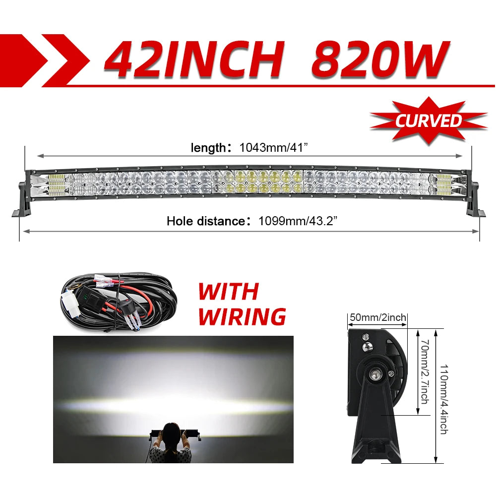 CO LIGHT 22 32 42 52 Inch Curved Led Light Bar COMBO 420W 620W 820W 1020W Dual Row Driving Offroad Car Truck 4x4 SUV ATV 12V 24V