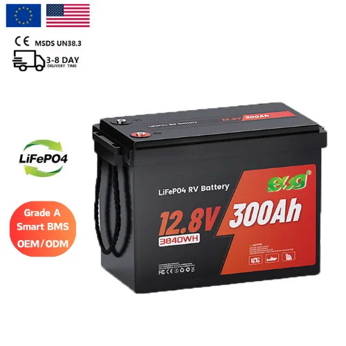 ESG Good Quality LiFePo4 Battery 12.8V/25.6V 100Ah 150AH 200AH  Smart BMS 8000 Cycles Rechargeable Lithium Battery Pack ABS Case