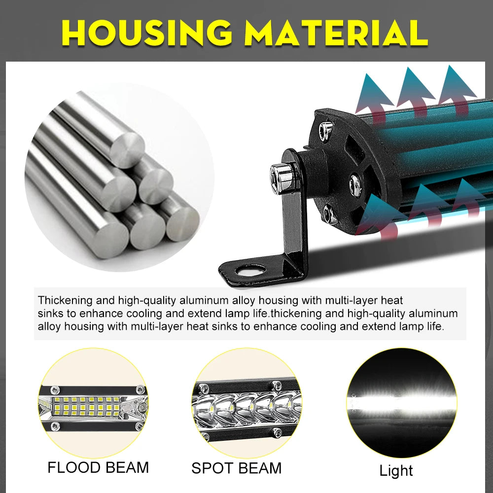 UNI-SHINE 22inch 104W Led Light Bar 12000LM Single Row Led Work Driving Lights Offroad Truck SUV ATV Tractor Car Boat 12V 24V