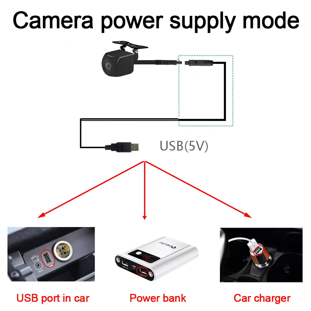 Carsanbo Universal Wireless Night Vision Rear View Camera HD Car Waterproof Wifi Reversing Camera 5V USB 12V Support Android IOS