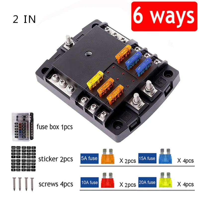 ACCESTING 6/12 Way Blade Fuse 12-24V Car Boat Fuse Box Holder With Plastic Cover For Power Panel Board Camper RV Accessorie