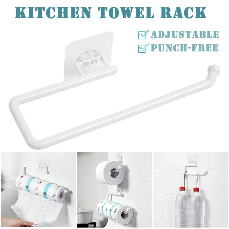1/2pcs Punch-free Paper Towel Holder Stainless Steel Kitchen Under Cabinet Roll White Black Bathroom Wall-mounted Tissue Hanger