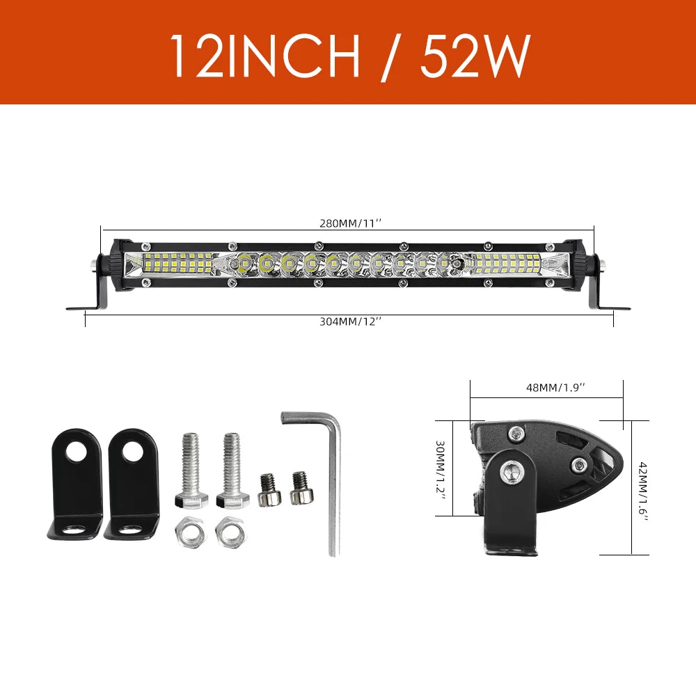 UNI-SHINE 22inch 104W Led Light Bar 12000LM Single Row Led Work Driving Lights Offroad Truck SUV ATV Tractor Car Boat 12V 24V