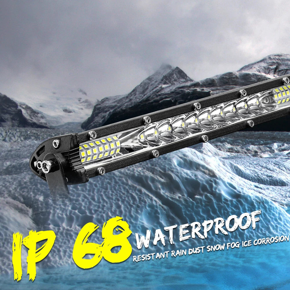 UNI-SHINE 22inch 104W Led Light Bar 12000LM Single Row Led Work Driving Lights Offroad Truck SUV ATV Tractor Car Boat 12V 24V