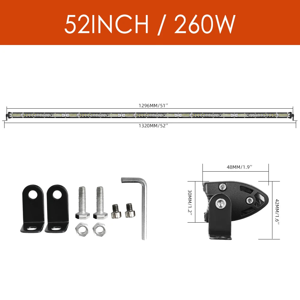 UNI-SHINE 22inch 104W Led Light Bar 12000LM Single Row Led Work Driving Lights Offroad Truck SUV ATV Tractor Car Boat 12V 24V